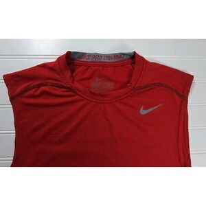 Nike Pro Combat Shirt Men Compression Medium Red Sleeveless Dri-FIT Fitted